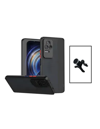 Kit Capa Camera Protection + Suporte Magnético Reforçado para Xiaomi Poco F4 5G - Preto