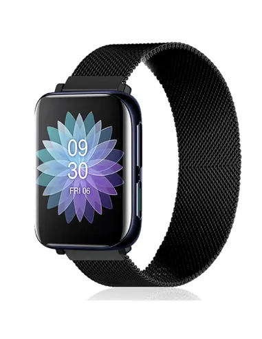 Bracelete Milanese Loop Fecho Magnético para Oppo Watch 2 42mm Wi-Fi - Preto