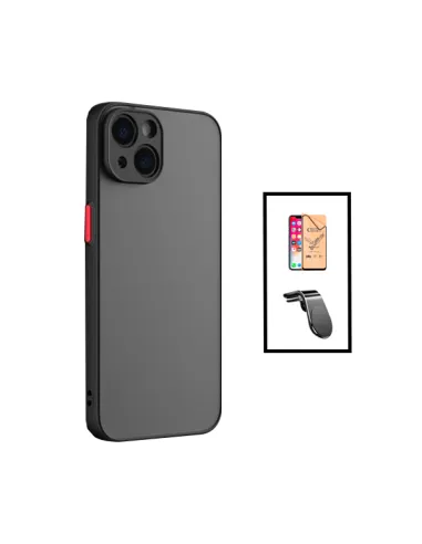 Kit Capa Camera Protection + Película CeramicGlass + Suporte Magnético L para Apple iPhone 14 - Preto