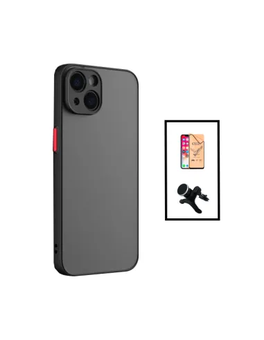 Kit Capa Camera Protection + Película CeramicGlass + Suporte Magnético Reforçado para Apple iPhone 14 - Preto