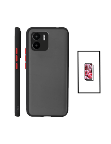 Kit Capa Anti Choque Camera Protection + Película 5D Full Cover para Xiaomi Redmi A1 - Preto