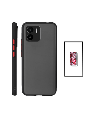 Kit Capa Anti Choque Camera Protection + Película 5D Full Cover para Xiaomi Redmi A2 - Preto