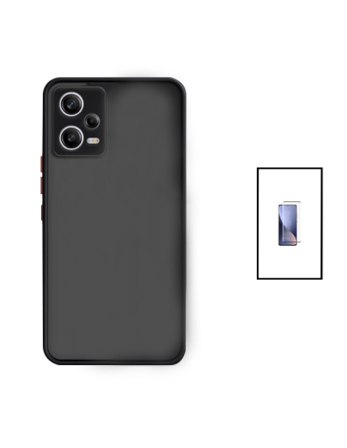 Kit Capa Anti Choque Camera Protection + Película 5D Full Cover para Xiaomi Redmi Note 12 Pro - Preto