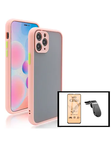 Kit Capa Camera Protection + Película CeramicGlass + Suporte Magnético L para iPhone 13 - Rosa