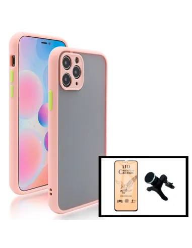 Kit Capa Camera Protection + Película CeramicGlass + Suporte Magnético Reforçado para iPhone 13 - Rosa