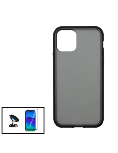 Kit Capa Anti Choque Protection Fumê + Vidro Temperado Premium + Suporte Magnético para iPhone 13 - Preto