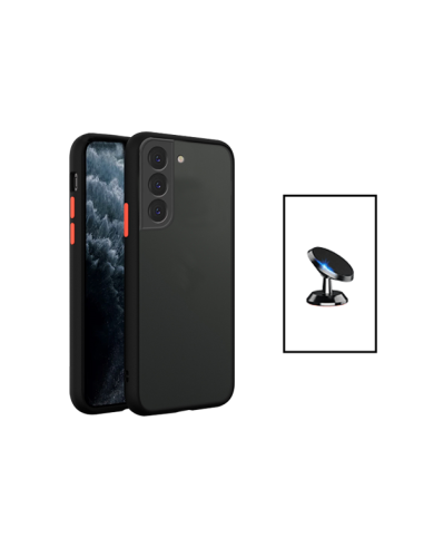 Kit Capa Anti Choque Camera Protection + Suporte Magnético de Carro para Samsung Galaxy S23 - Preto