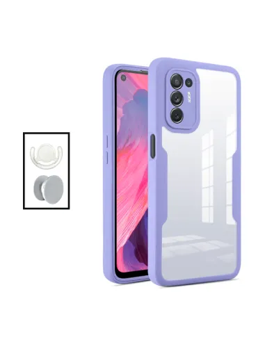 Kit Capa Anti-Crash 360 Protection + 1 GripHolder + 1 Suporte para Oppo F19 Pro+ 5G - Roxo