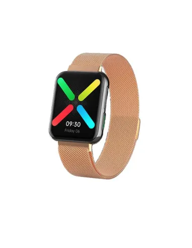 Bracelete Milanese Loop Fecho Magnético para Oppo Watch 46mm - Rosa Ouro