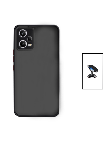 Kit Capa Anti Choque Camera Protection + Suporte Magnético de Carro para Xiaomi Redmi Note 12 Pro - Preto