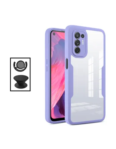 Kit Capa Anti-Crash 360 Protection + 1 GripHolder + 1 Suporte para Oppo F19 Pro+ 5G - Roxo