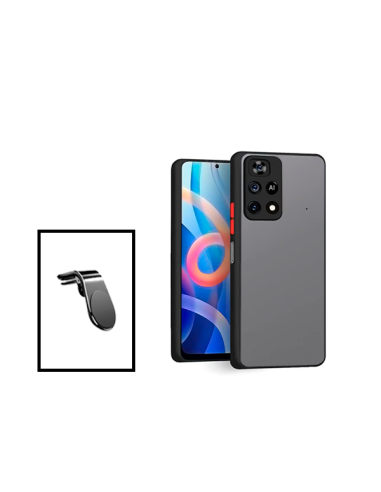 Kit Capa Anti Choque Camera Protection + Suporte Magnético L Safe Driving Carro para Xiaomi Poco M4 Pro - Preto