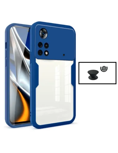 Kit Capa Anti-Crash 360 Protection + 1 GripHolder + 1 Suporte para Xiaomi Poco X4 Pro 5G - Azul Escuro