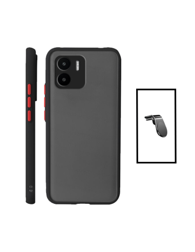 Kit Capa Anti Choque Camera Protection + Suporte Magnético L Safe Driving Carro para Xiaomi Redmi A2 - Preto