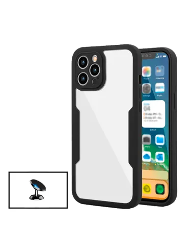 Kit Capa Anti-Crash 360 Protection + Suporte Magnético para Apple iPhone 14 - Preto