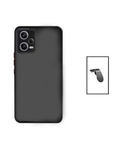 Kit Capa Anti Choque Camera Protection + Suporte Magnético L Safe Driving Carro para Xiaomi Redmi Note 12 Pro - Preto
