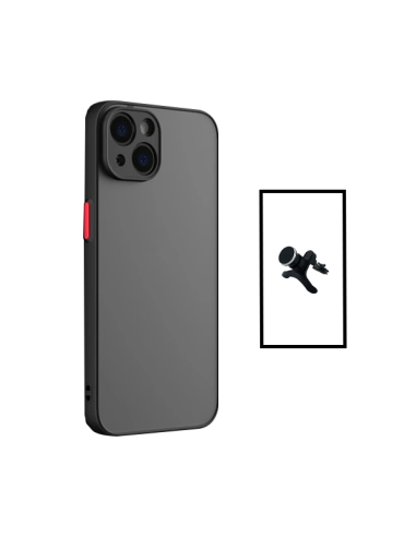 Kit Capa Anti Choque Camera Protection + Suporte Magnético Reforçado de Carro para Apple iPhone 14 - Preto