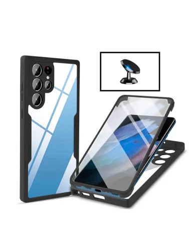 Kit Capa Anti-Crash 360 Protection + Suporte Magnético para Samsung Galaxy S22 Ultra 5G - Preto