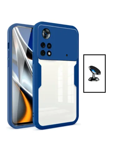 Kit Capa Anti-Crash 360 Protection + Suporte Magnético para Xiaomi Poco X4 Pro 5G - Azul Escuro