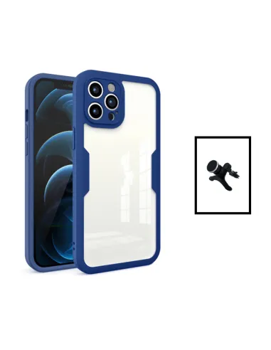 Kit Capa Anti-Crash 360 Protection + Suporte Magnético Reforçado para Apple iPhone 14 - Azul Escuro