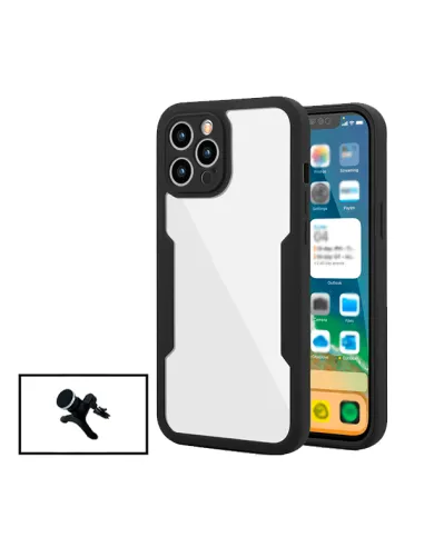 Kit Capa Anti-Crash 360 Protection + Suporte Magnético Reforçado para Apple iPhone 14 - Preto