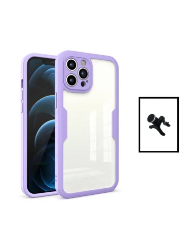 Kit Capa Anti-Crash 360 Protection + Suporte Magnético Reforçado para Apple iPhone 14 - Roxo