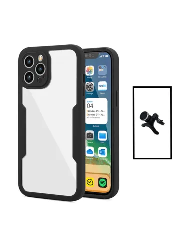 Kit Capa Anti-Crash 360 Protection + Suporte Magnético Reforçado para Apple iPhone 14 Pro - Preto