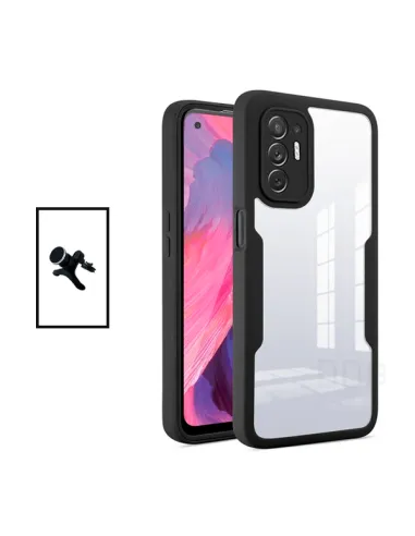 Kit Capa Anti-Crash 360 Protection + Suporte Magnético Reforçado para Oppo F19 Pro+ 5G - Preto