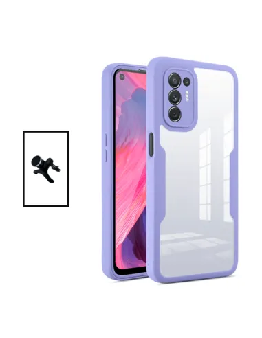 Kit Capa Anti-Crash 360 Protection + Suporte Magnético Reforçado para Oppo F19 Pro+ 5G - Roxo