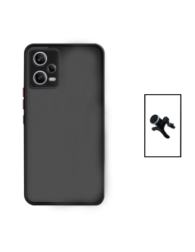 Kit Capa Anti Choque Camera Protection + Suporte Magnético Reforçado de Carro para Xiaomi Redmi Note 12 Pro - Preto