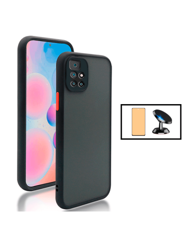 Kit Capa Anti Choque Camera Protection + Vidro Temperado CeramicGlass + Suporte Magnético de Carro para Xiaomi Redmi 10 Prime 20