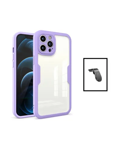 Kit Capa Anti-Crash 360 Protection + Suporte Magnético L para Apple iPhone 14 - Roxo