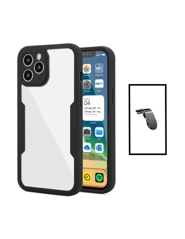 Kit Capa Anti-Crash 360 Protection + Suporte Magnético L para Apple iPhone 14 Plus - Preto