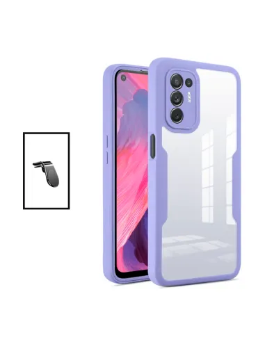 Kit Capa Anti-Crash 360 Protection + Suporte Magnético L para Oppo Reno5 Z - Roxo