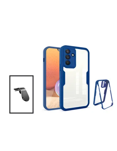 Kit Capa Anti-Crash 360 Protection + Suporte Magnético L para Samsung Galaxy A13 5G - Azul Escuro