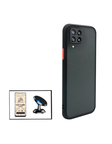 Kit Capa Anti Choque Camera Protection + Vidro Temperado CeramicGlass Full Cover + Suporte Magnético de Carro para Samsung Galax
