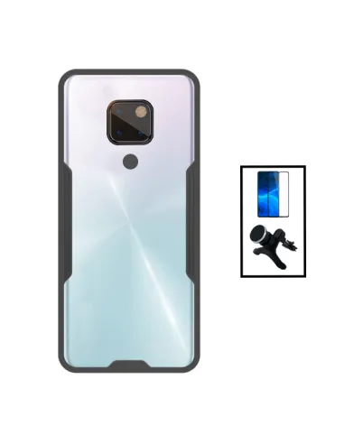 Kit Capa Clear Armor + Vidro Temperado Premium + Suporte Magnético Reforçado para Huawei Mate 20X 5G - Transparente/Preto