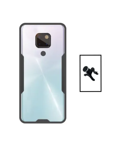 Kit Capa Clear Armor + Suporte Magnético Reforçado para Huawei Mate 20X 5G - Transparente/Preto