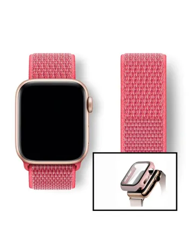 Kit Capa Anti-Impacto + Bracelete NylonSense para Apple Watch Series 3 - 38mm - Rosa