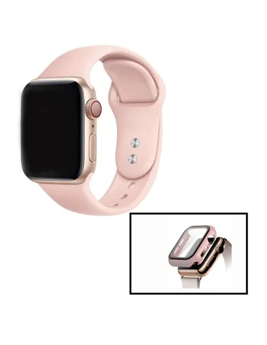 Kit Capa Anti-Impacto + Bracelete SmoothSilicone para Apple Watch Series 3 - 38mm - Rosa