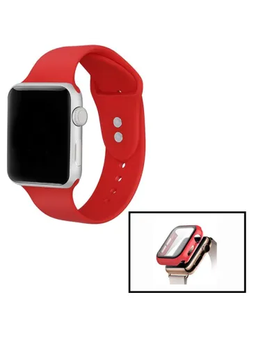 Kit Capa Anti-Impacto + Bracelete SmoothSilicone para Apple Watch Series 3 - 38mm - Vermelho