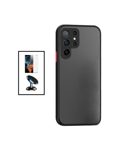 Kit Capa Anti Choque Camera Protection +Película de Vidro Temperado Curved + Suporte Magnético de Carro para Samsung Galaxy S22 