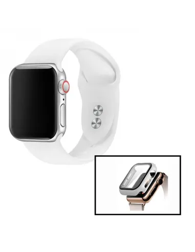 Kit Capa Anti-Impacto + Bracelete SmoothSilicone para Apple Watch Series 9 Aluminum - 41mm - Branco