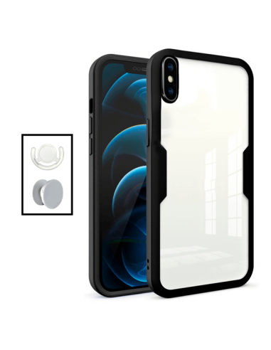 Kit Capa Anti-Crash 360 Protection + 1 GripHolder + 1 Suporte GripHolder Branco para Apple iPhone XS - Preto