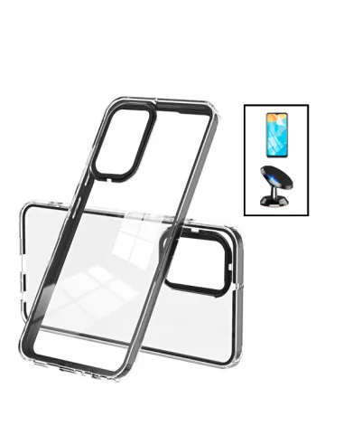 Kit Capa Doble Airbag + Película de Hydrogel + Suporte Magnético para Samsung Galaxy A04s - Transparente