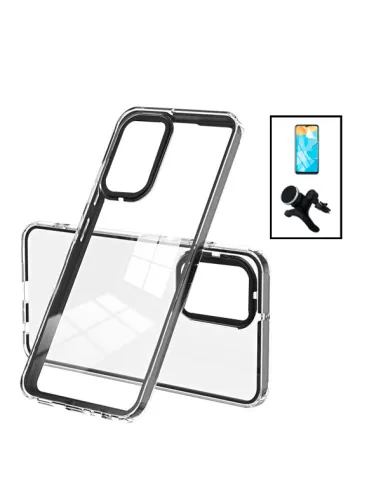 Kit Capa Doble Airbag + Película de Hydrogel + Suporte Magnético Reforçado para Samsung Galaxy A04s - Transparente