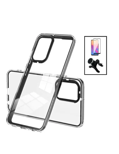 Kit Capa Doble Airbag + Suporte Magnético Reforçado + Vidro Full Cover para Samsung Galaxy A04s - Transparente