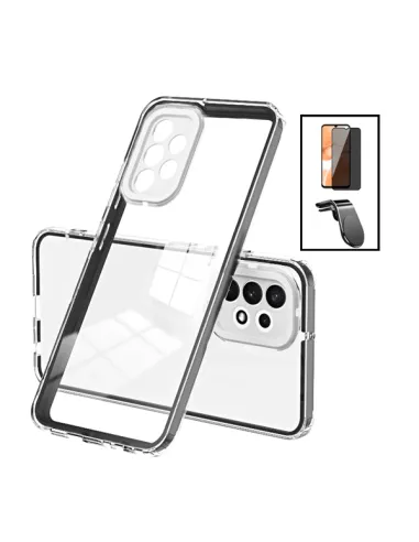 Kit Capa Doble Camera Protection + Vidro Anti-Spy + Suporte L para Samsung Galaxy A13 - Transparente