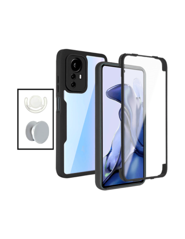 Kit Capa Anti-Crash 360 Protection + 1 GripHolder + 1 Suporte GripHolder Branco para Xiaomi 12 - Preto