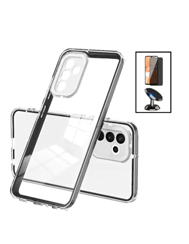 Kit Capa Doble Camera Protection + Vidro Anti-Spy + Suporte Magnético para Samsung Galaxy A13 5G - Transparente